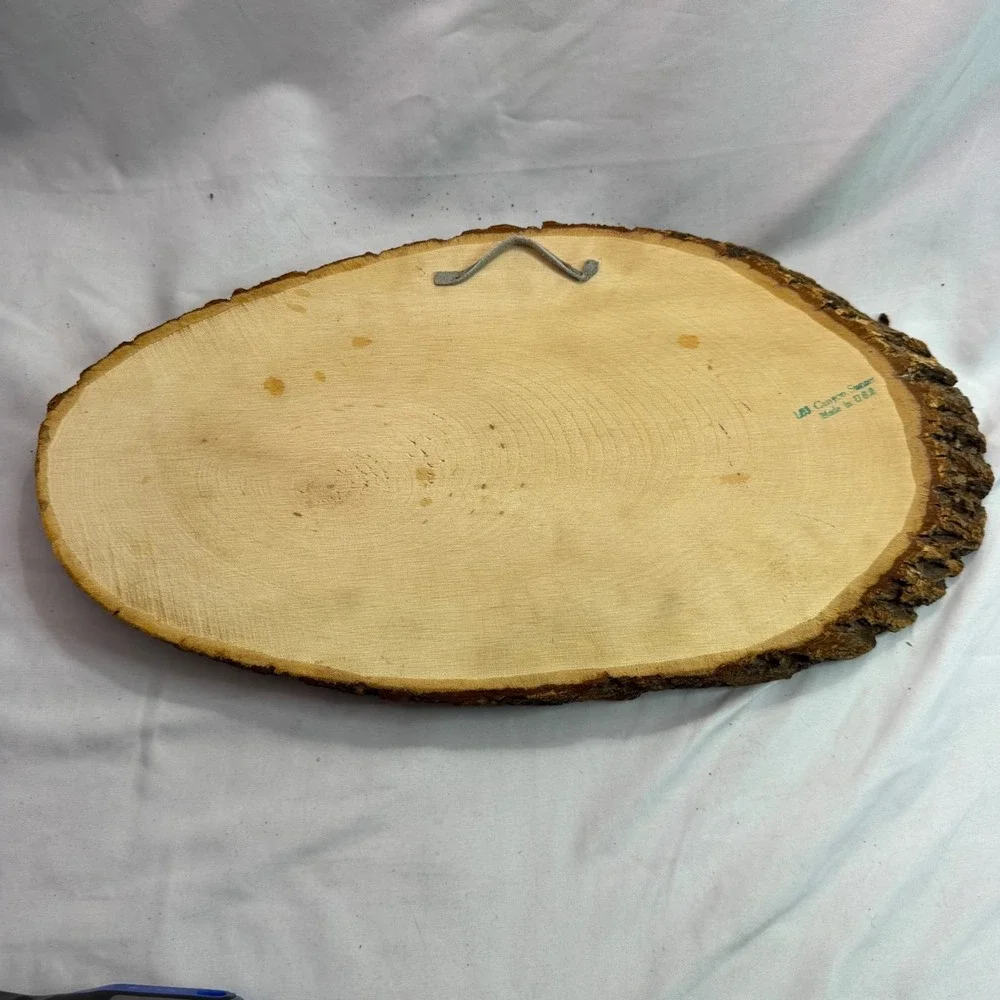 Vintage Grand Canyon Sunset Wood Slice Wall Plaque Rustic Bark Edge Souvenir USA